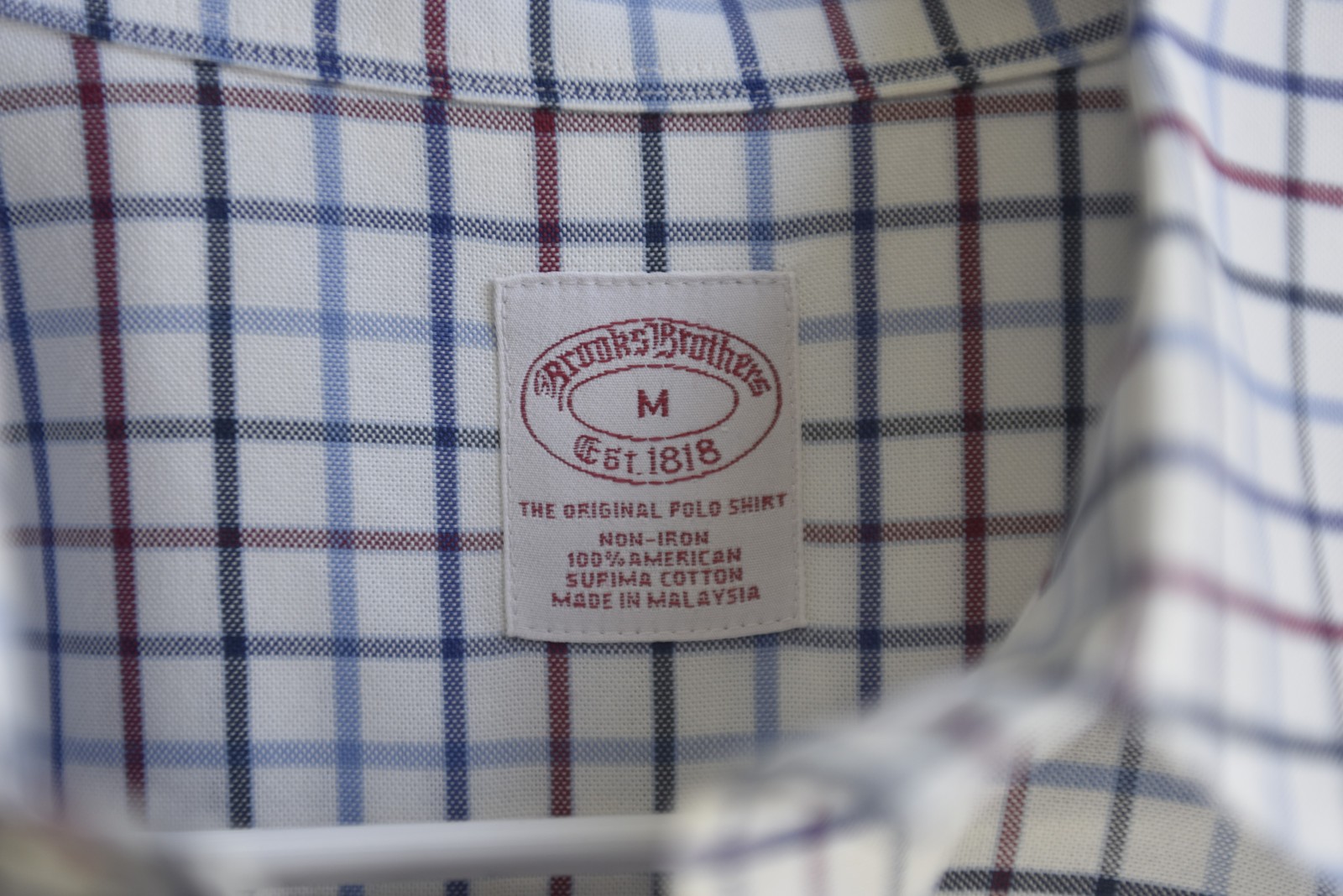 Brooks Brothers Polo Shirt Plaid Supima Cotton Non Iron Sz M LSC139