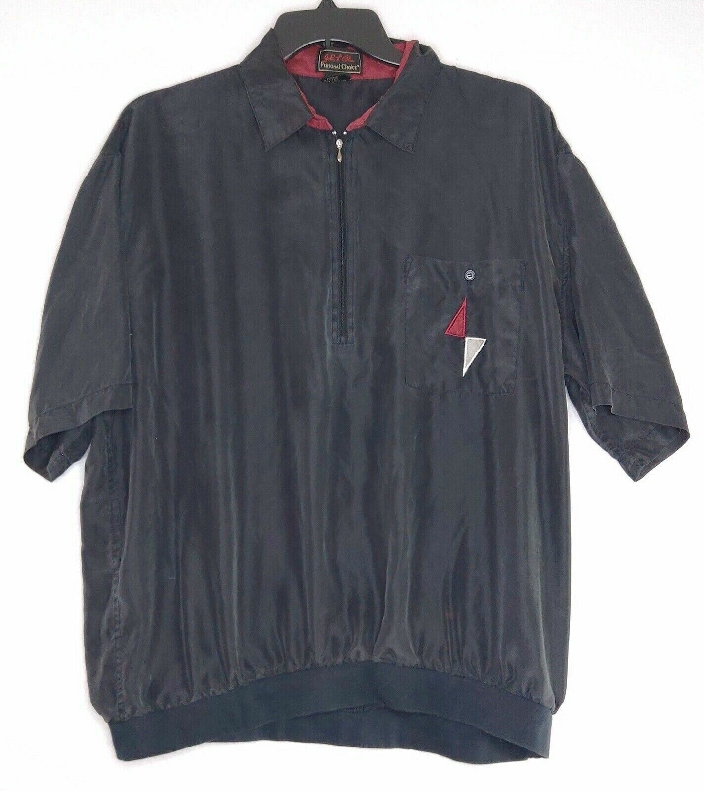 Personal Choice Mens Shirt Short Sleeve Size 2XL Black 100% Silk