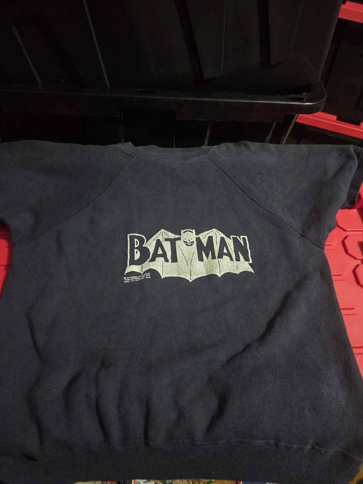 vintage 1966 DC Comics Medium Batman sweatshirt featuring a classic logo.