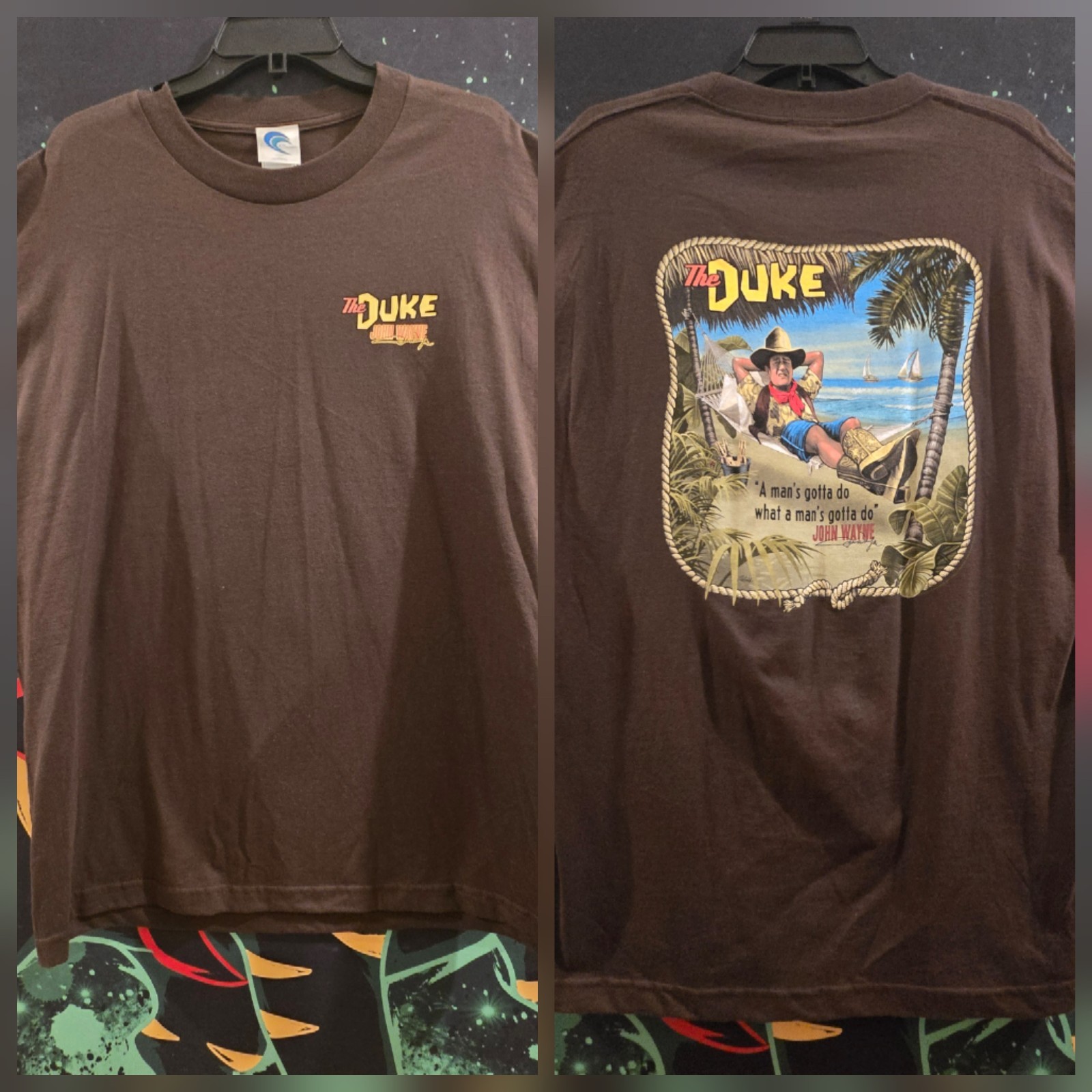 JOHN WAYNE The Duke A Man’s Gotta Do What a Man’s Gotta Do Cowboy Shirt Size XL