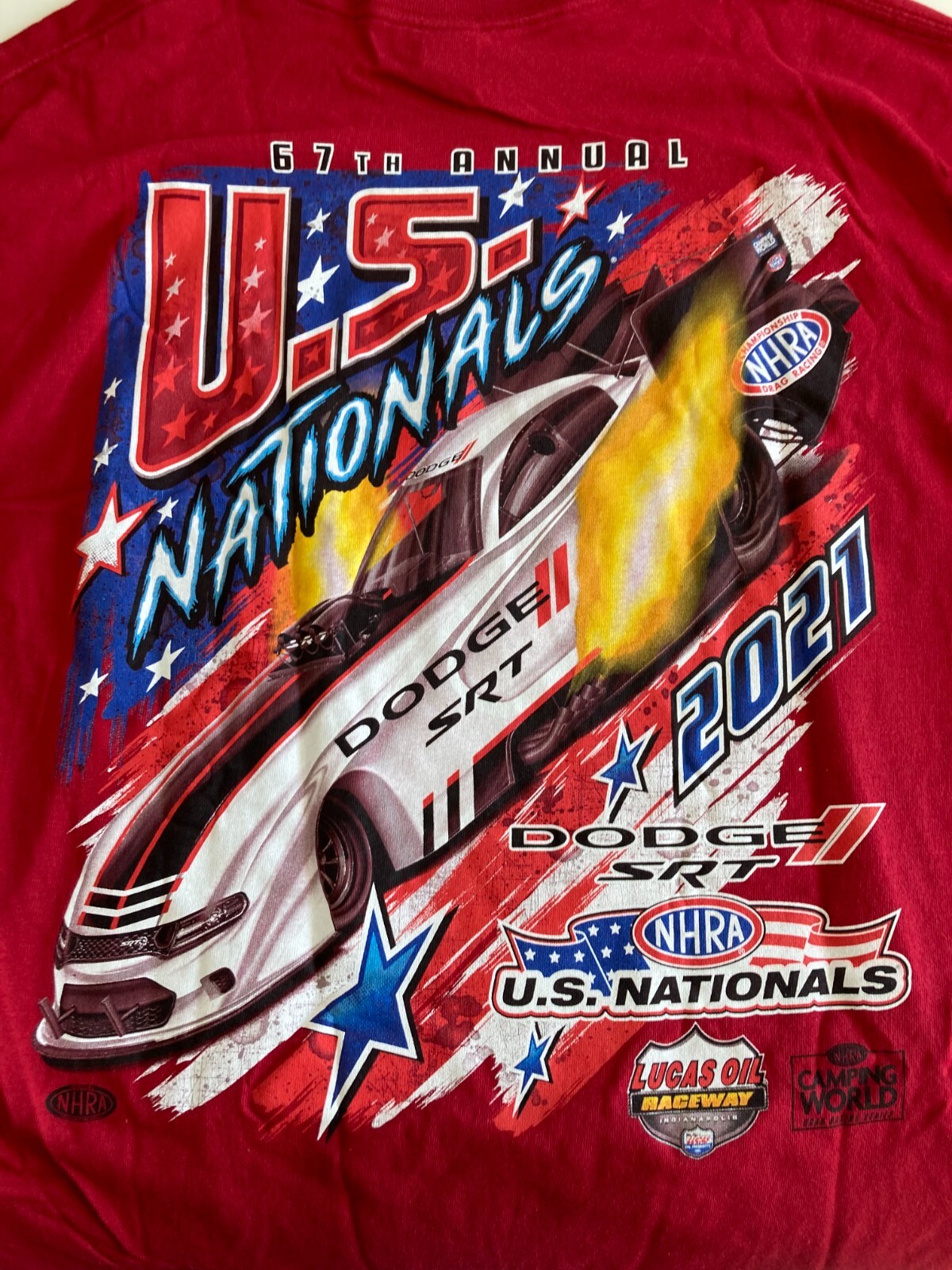 NHRA 2021 DODGE SRT US Nats Indy (158) 100% Cotton T-shirt. **PLUS** FREE **HAT!