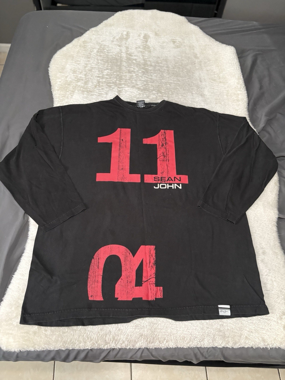 Sean John Y2K Graphic Black Faded Long Sleeve Shirt Size XXL