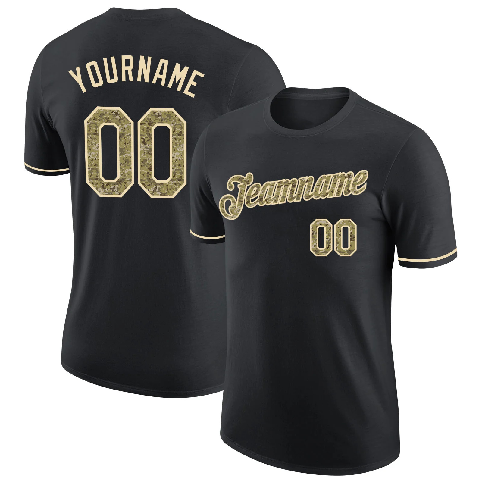Custom Black Camo Cream Performance T-Shirt Mens Sport Baseball Graphic Gift