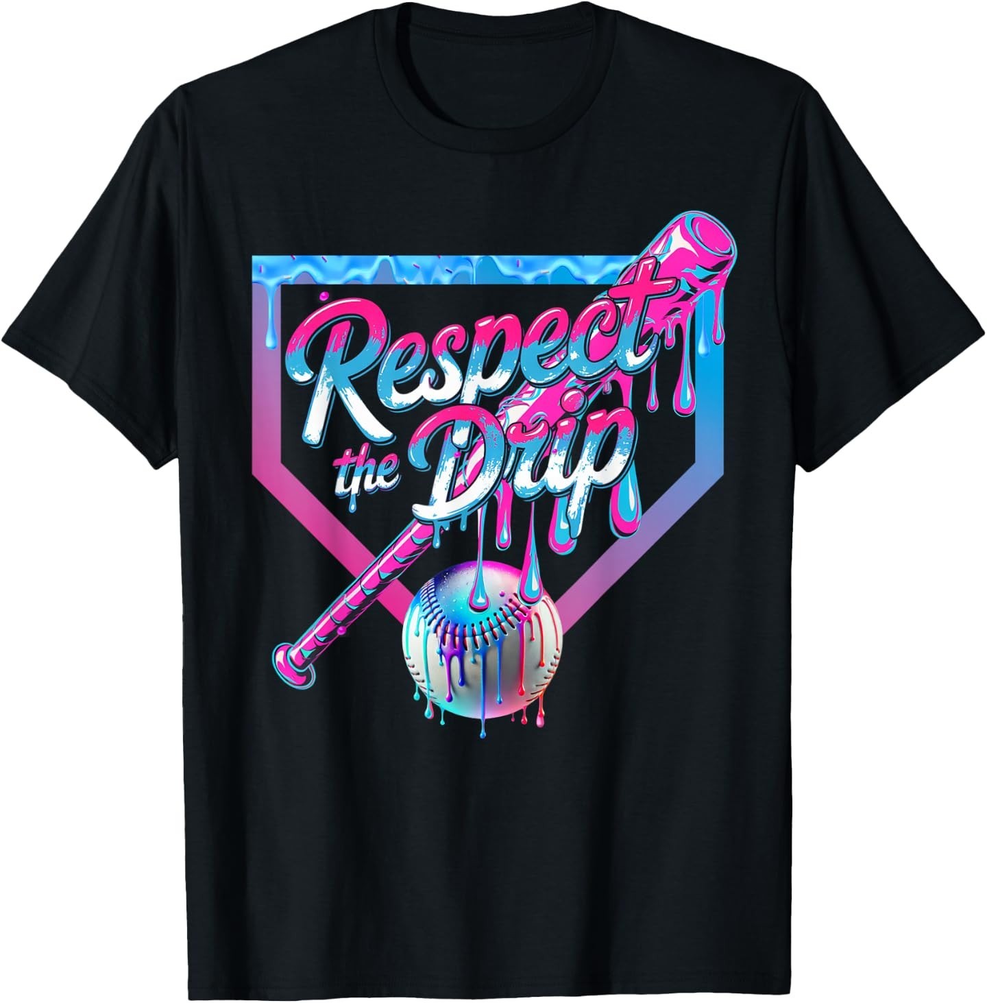 Baseball Drip for Boys Ice Cream Drip Youth Boys Baseball T-Shirt