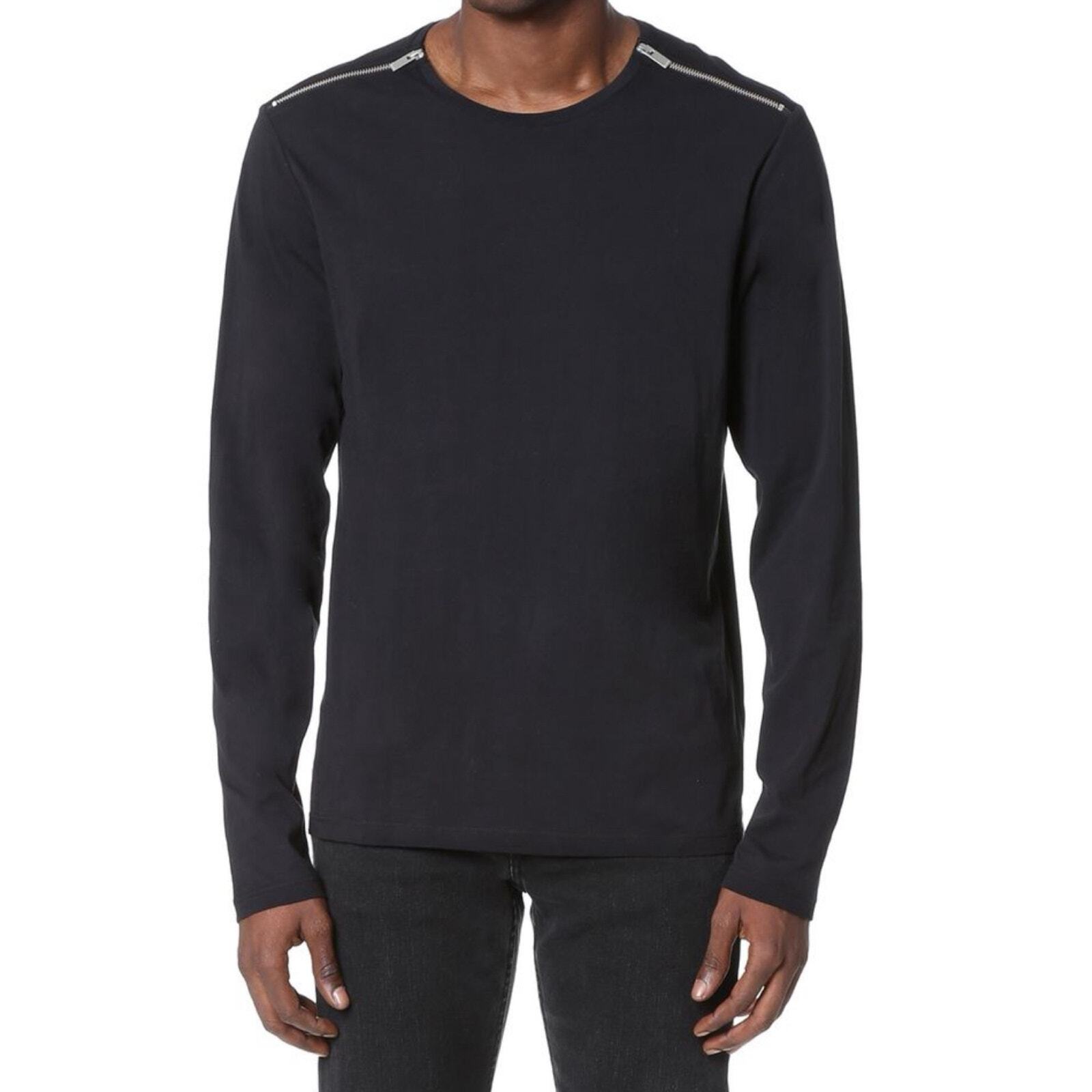 THE KOOPLES Zip Shoulder Long Sleeve Jersey Tee In Black Men’s Large