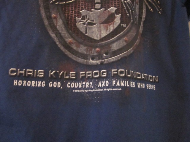 NWT – CHRIS KYLE Frog Foundation Logo Adult S Double-Sided Blue S-Sleeve Tee