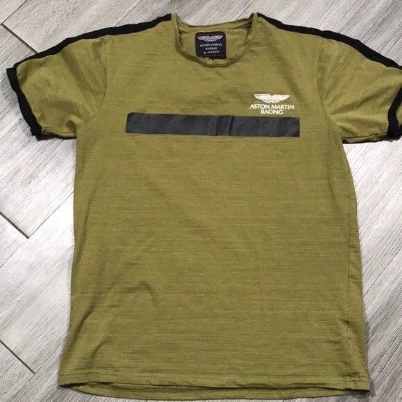 Ashton Martin New Olive Green Screen Print T-Shirt size L