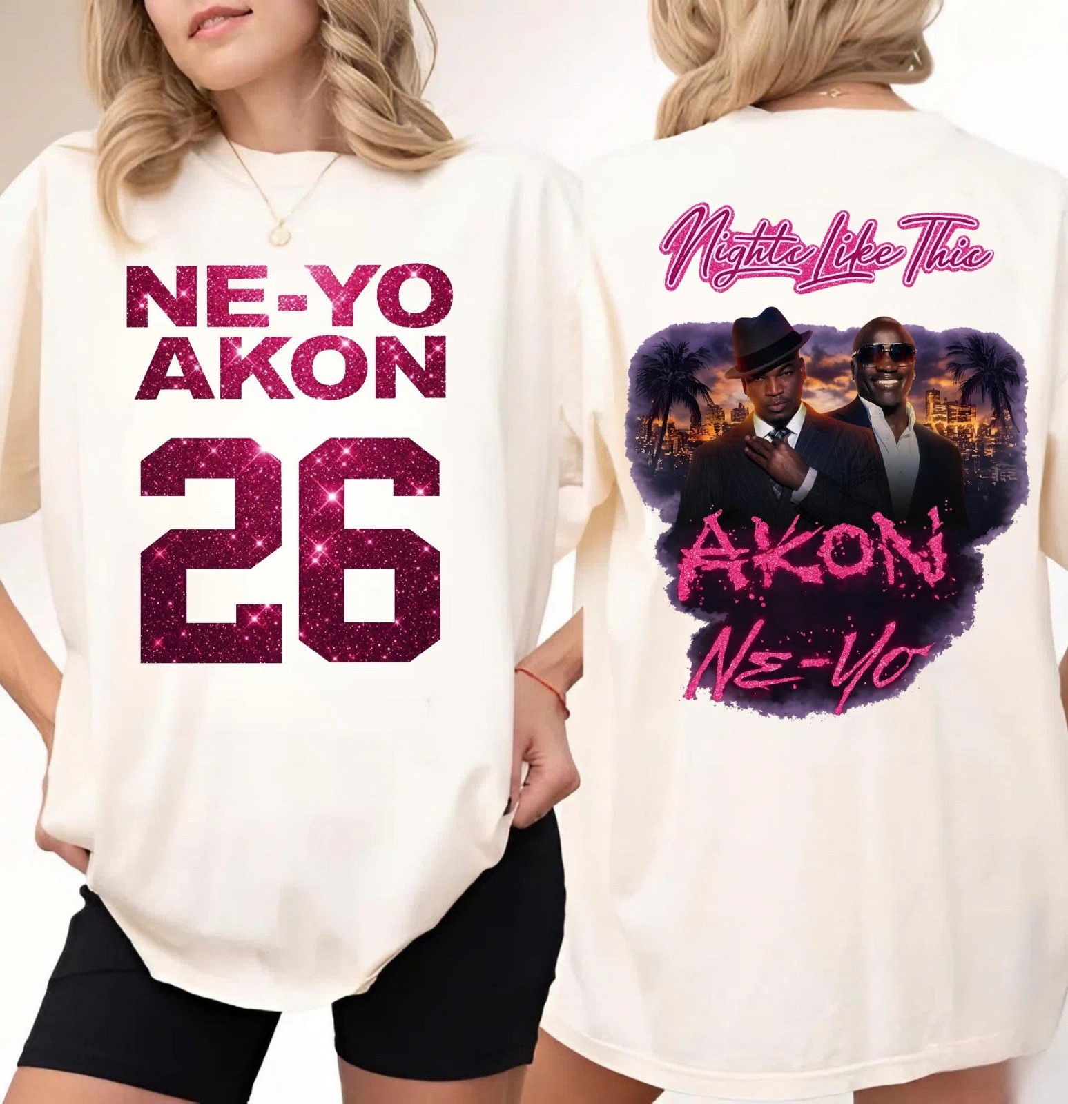 Ne Yo Akon 2026 T Shirt, Nights Like This Tour, R&B Concert Graphic Tee, Music F