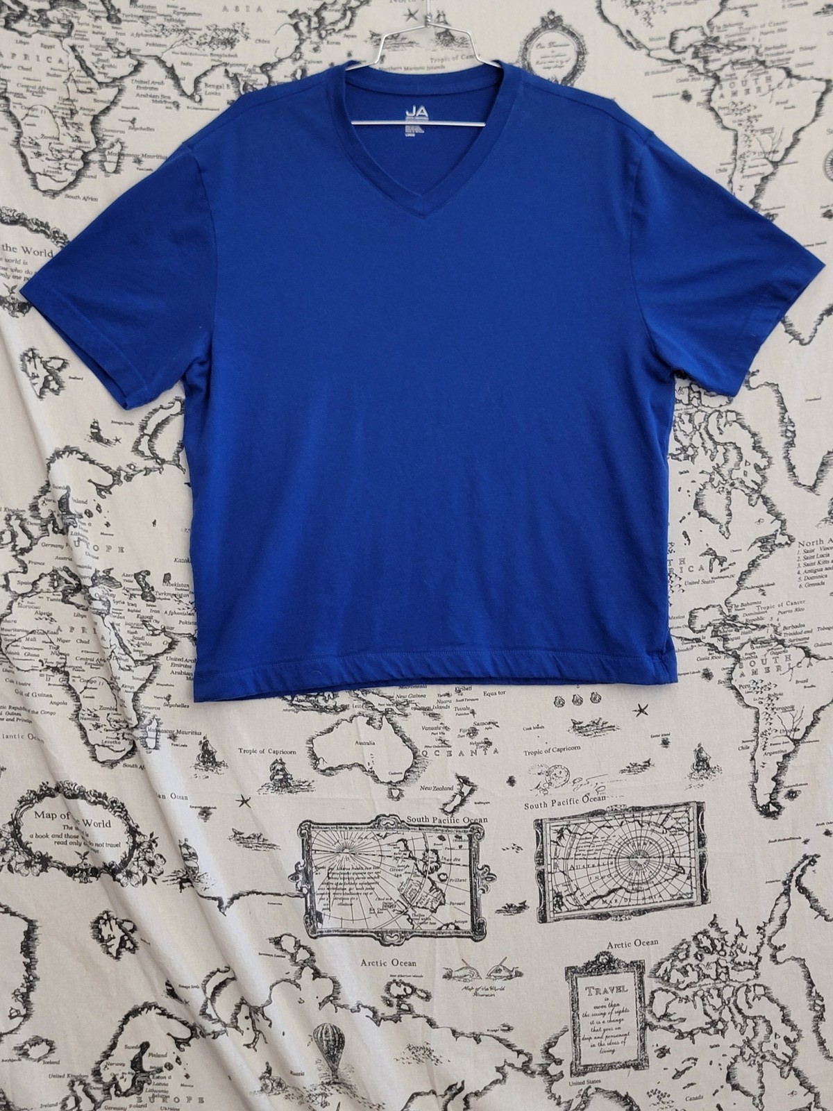 John Ashford Men’s Blue Easy Care V-Neck T-Shirt – Size Large