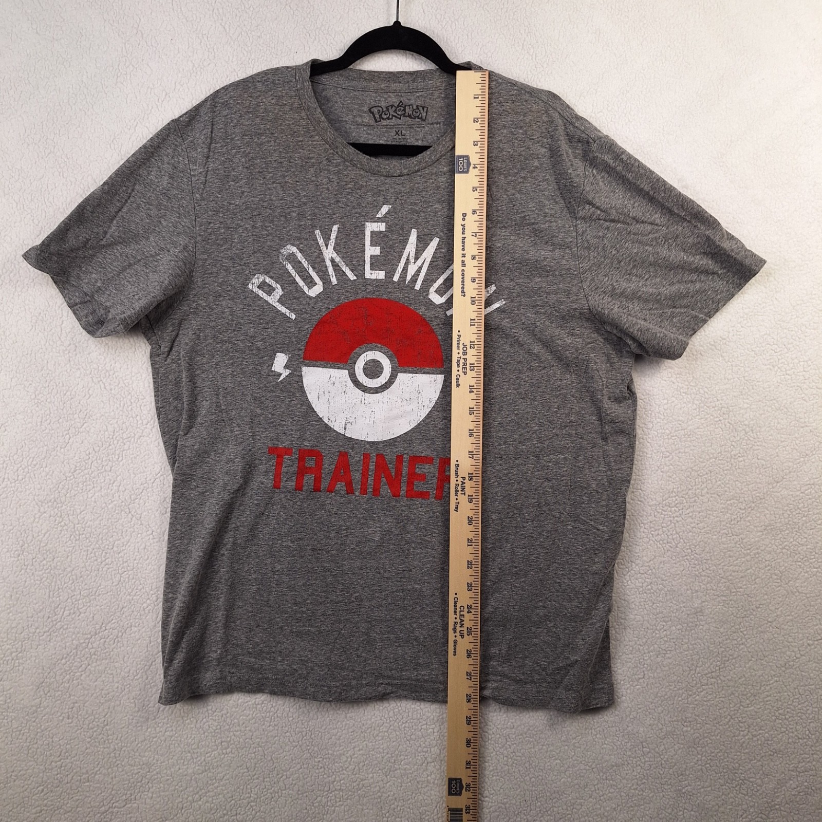 Pokémon Trainer Mens T-Shirt Pokemon Shirt Gray Color-Poke Ball Logo Size XL