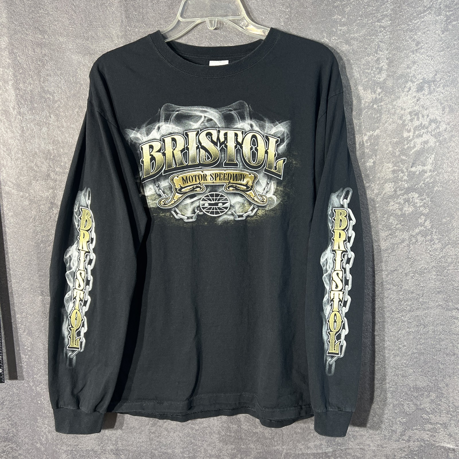 Anvil Bristol Motor Speedway Thunder Valley Long Sleeve T-Shirt Men’s L Black