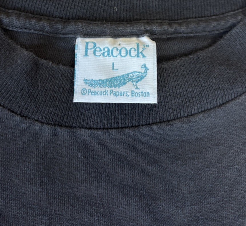 Vintage 90s Halloween Ghost USA Made Single Stitch Black Tee Men Size L Peacock