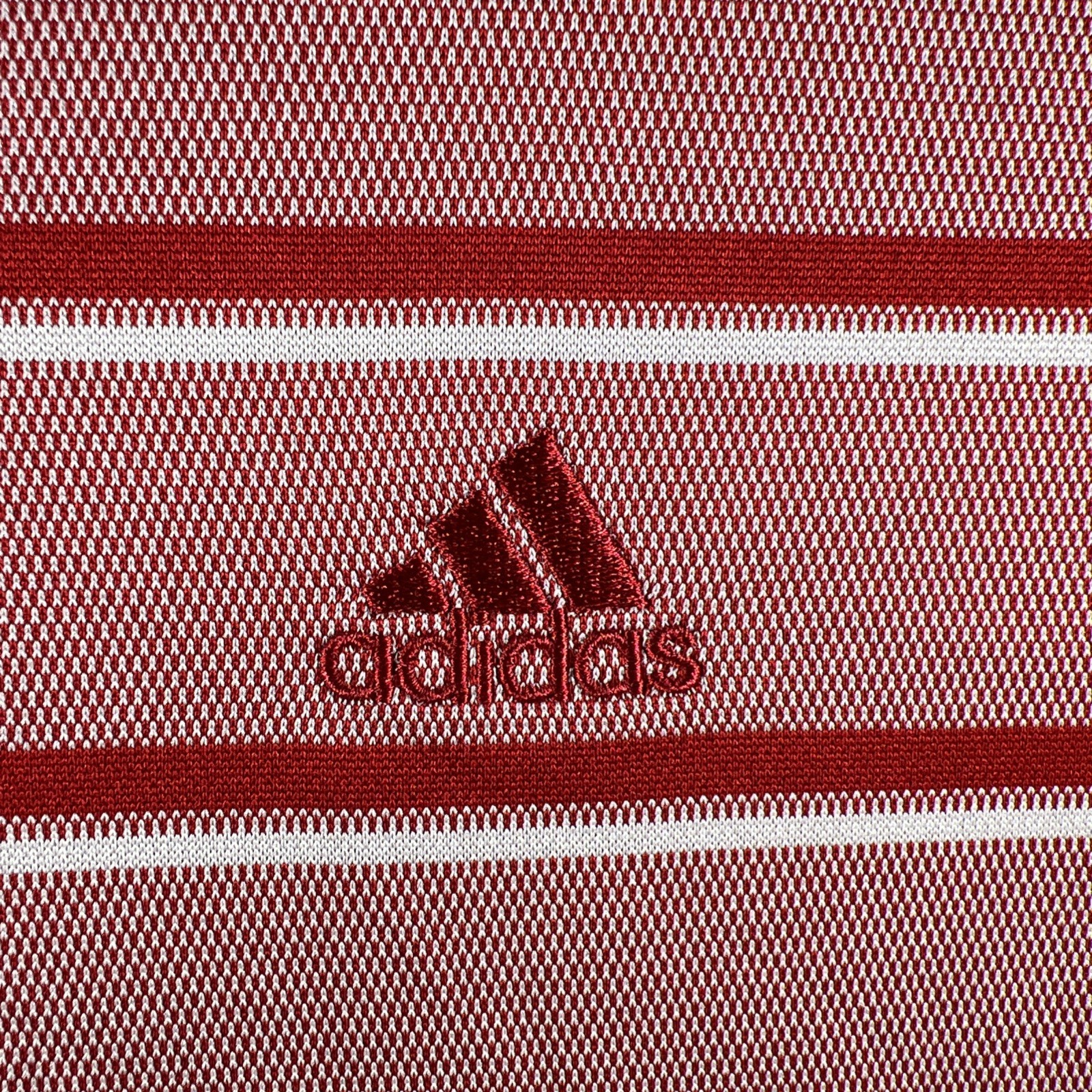 Adidas Men’s Size Extra Large Sport Red/White Striped Golf Polo Shirt With Logo