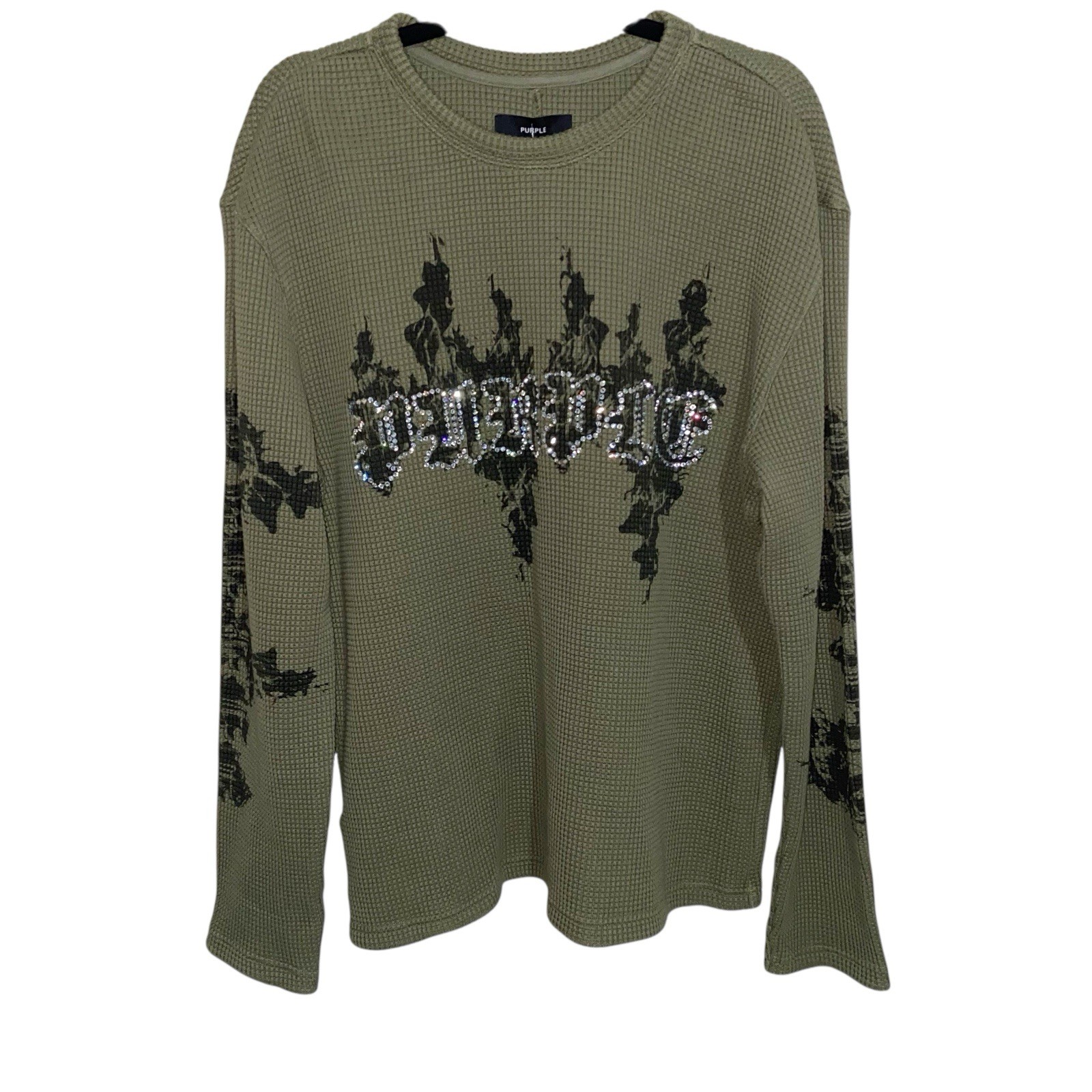 Purple Brand Shirt Mens Large Waffle Knit Logo Streetwear Hip Hop Grunge New