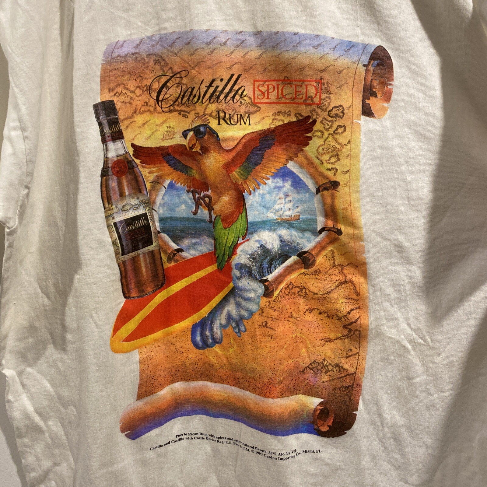Vintage Castillo Spiced Rum T-Shirt NWOT Size Large 1993 Single Stitch