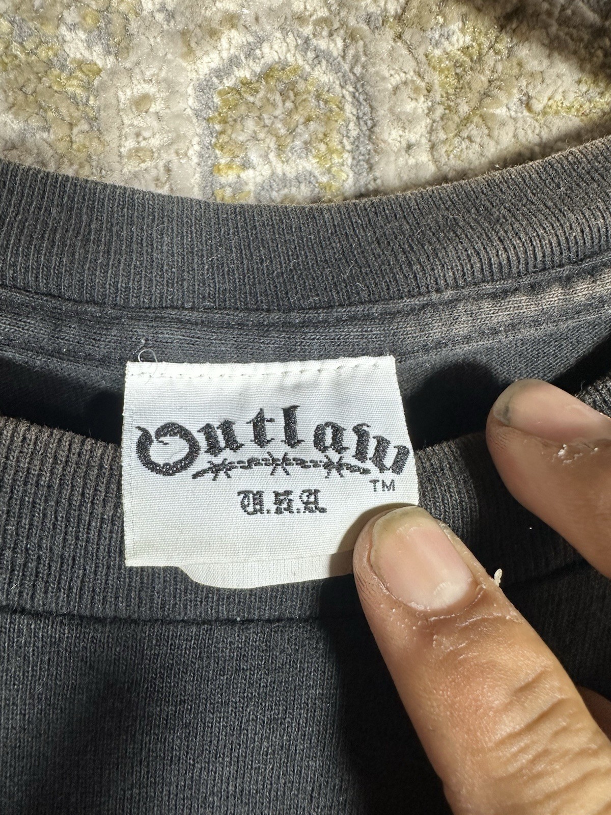 Vtg Outlaw USA Flaming Logo T Shirt Large Y2K Streetwear World F@#%!ng Wide