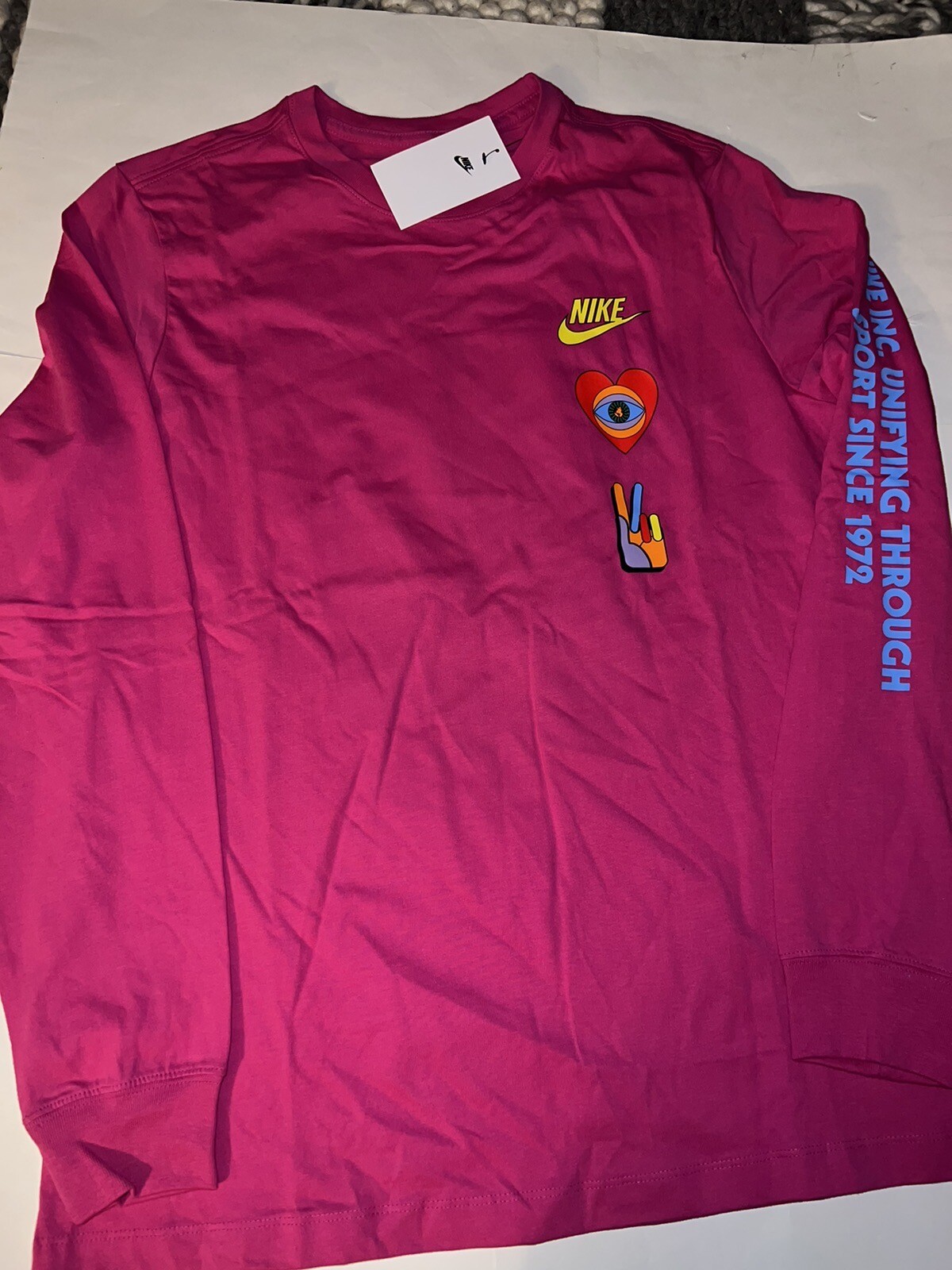 NWT Nike Peace Pack 1 HBR Long-Sleeve Men’s Pink T Shirt Sz S & M $40 DX1053