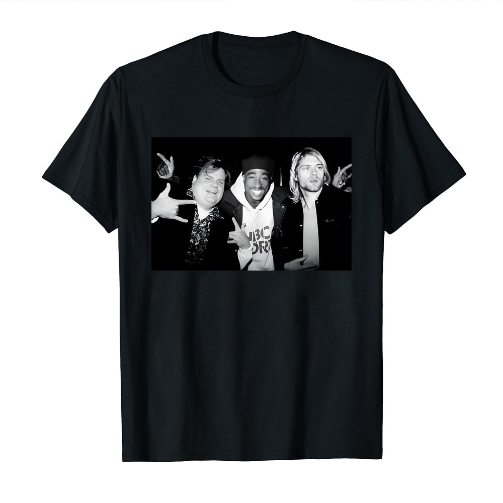 Chris farley, Tupac, Kurt cobain Black Shirt S-3XL Q32748