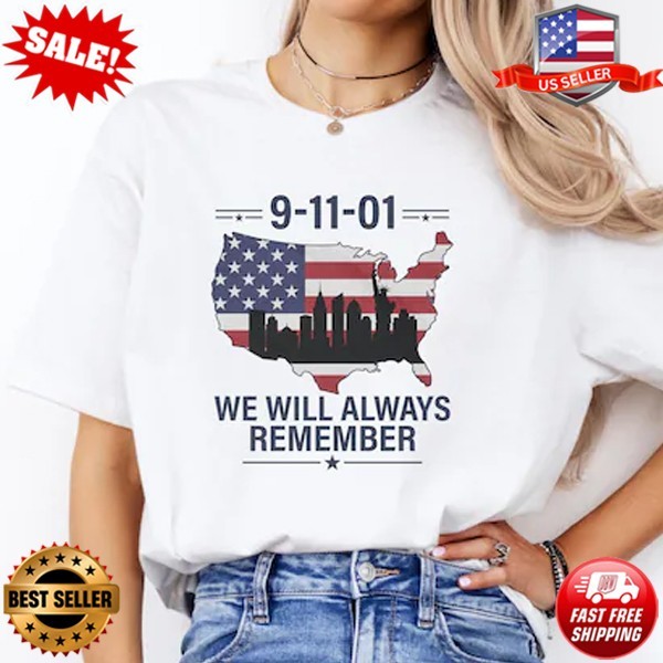 Nine Eleven Never Forget Graphic Tee, Patriotic 25 Years Memorial T-Shirt S-5XL