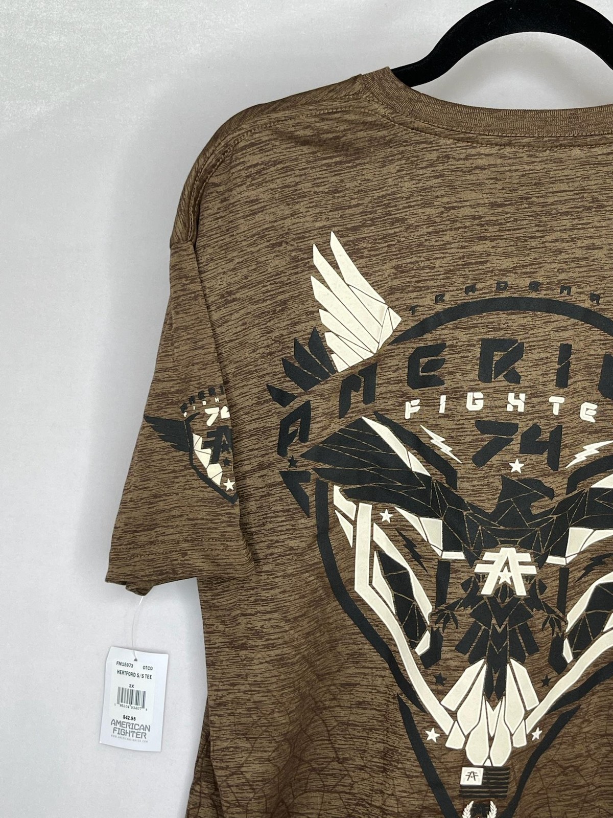 American Fighter Shirt Mens 2XL Brown Hertford S/S Eagle Graphic Tee NEW