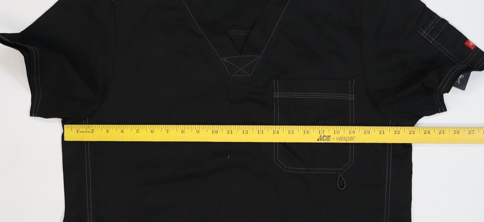 Dickies Scrub Top Mens Medium Black V Neck Stretch Pocket Work Shirt Tee