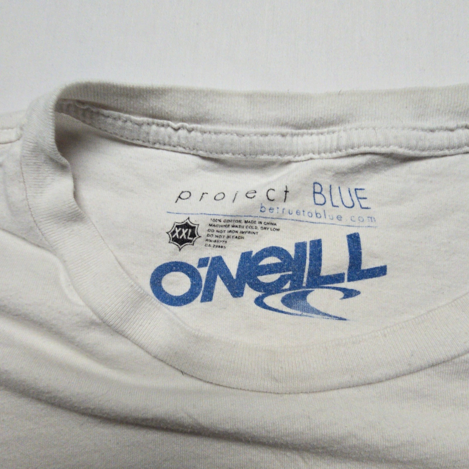 O’Neill Project Blue Graphic Tee Tree Print Mens White XXL Faded Surf Shirt