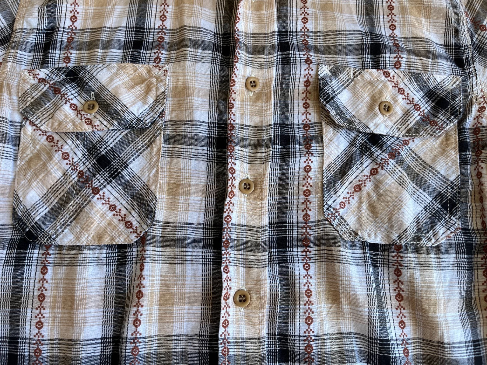 Tellason Made in USA Plaid Western Shirt Men’s Medium 100% Cotton Short Sleeve