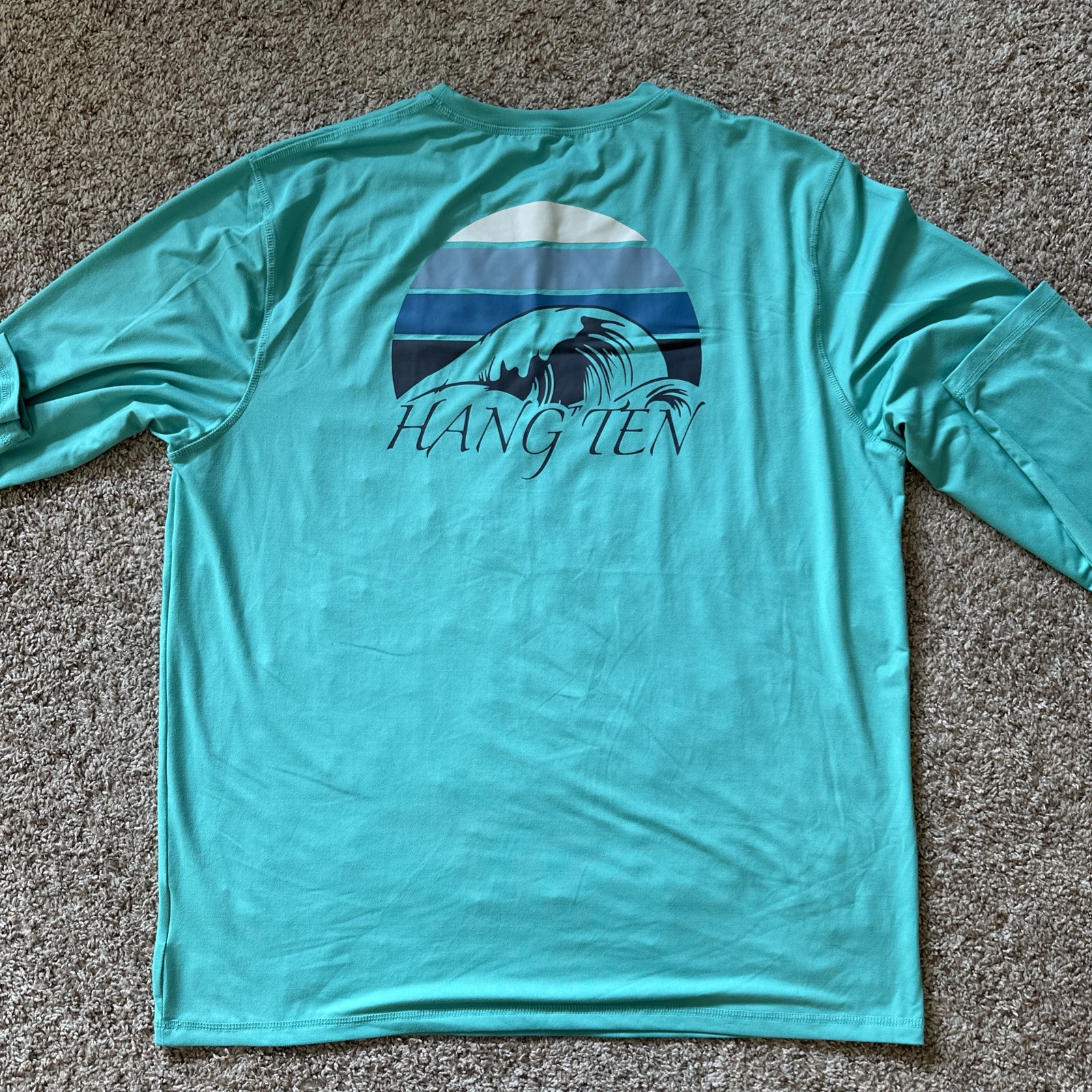 HangTen Rash Guard Men’s XL Green Swim Shirt Long Sleeve Beach UV 50+ Protection