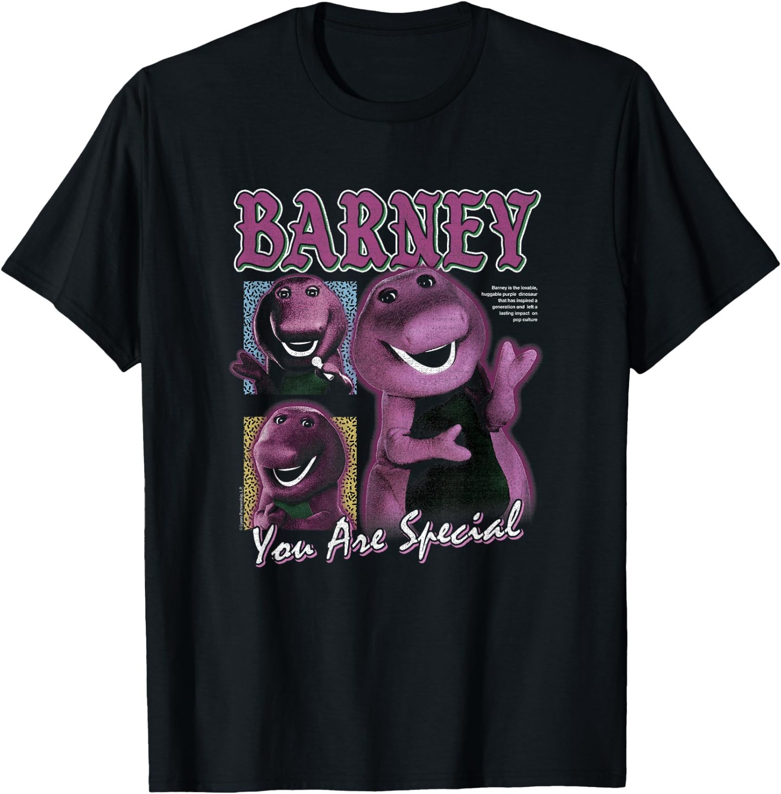 Barney You are Special Collage Character Retro Print T-Shirt