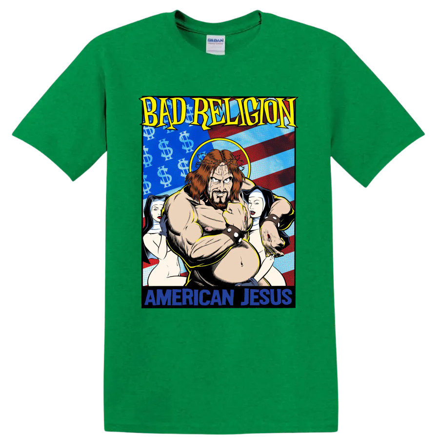 Bad Religion American Jesus Punk Rock Band Graphic T Shirt Religious Art Tee