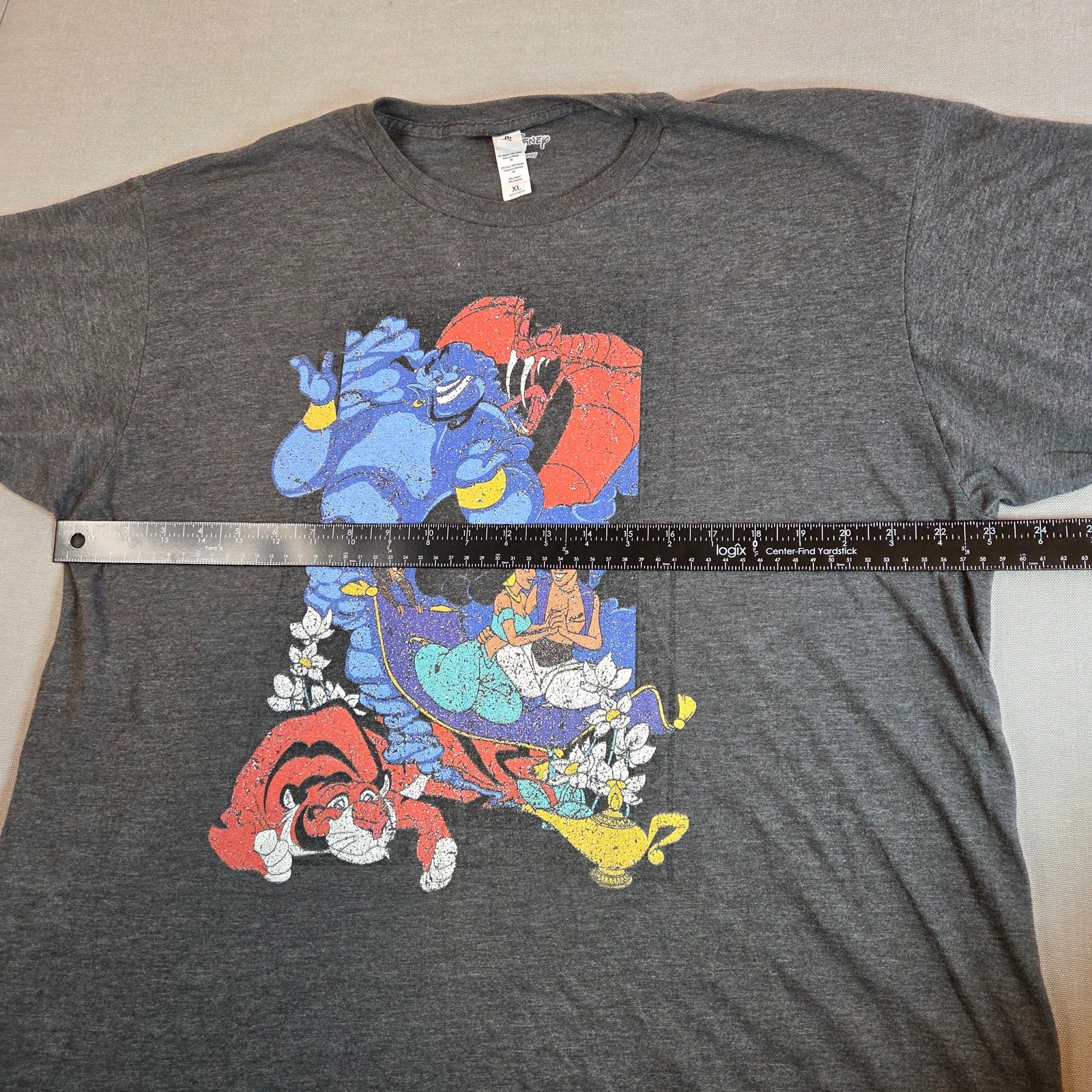 Disney Aladdin Genie Jasmine Abu Graphic Tee Shirt XL Tultex Gray