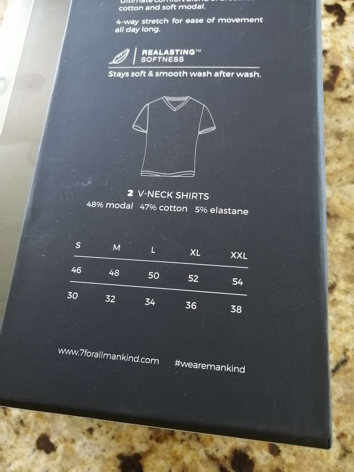 7 For All Mankind 2 Pack V-Neck Shirts Cotton Modal Stretch Black size L