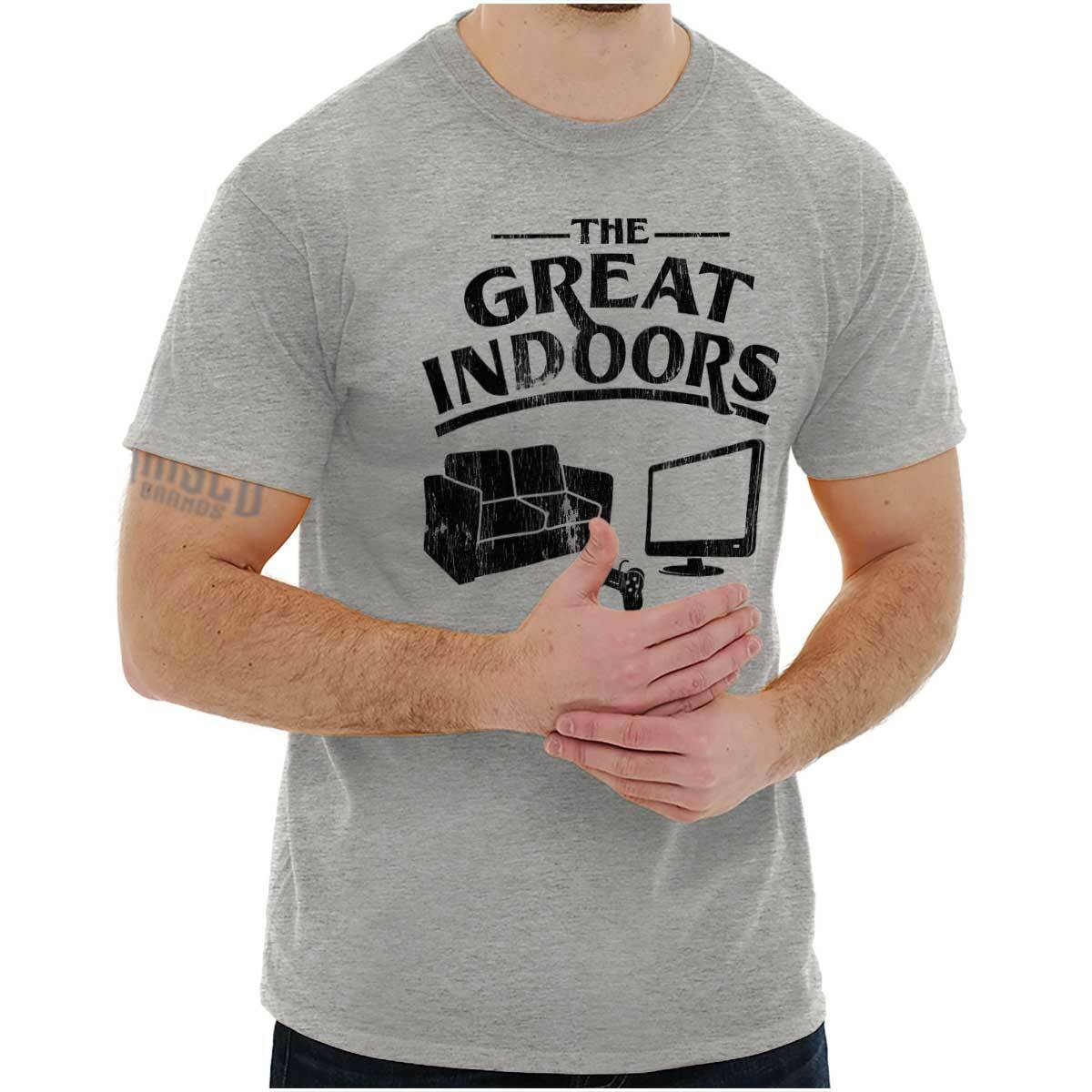 Funny Video Game The Great Indoors Introvert Mens Casual Crewneck T Shirts Tees