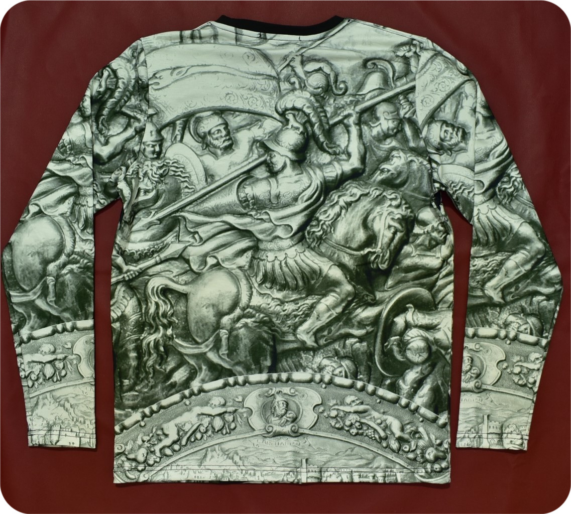 Versace Men’s Medusa Warrior Baroque Long Sleeve T-Shirt Black Silver Size 3XL