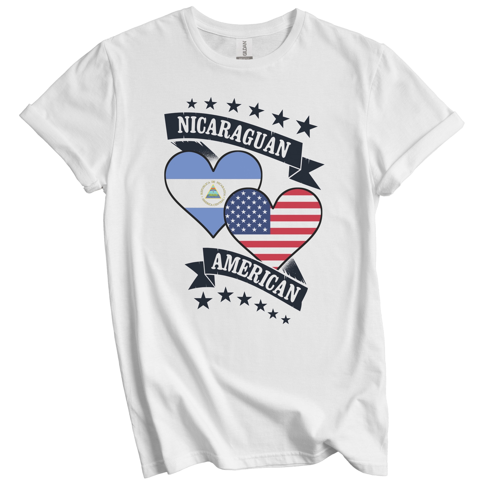 Nicaraguan American Heart Flags Nicaragua America T-Shirt