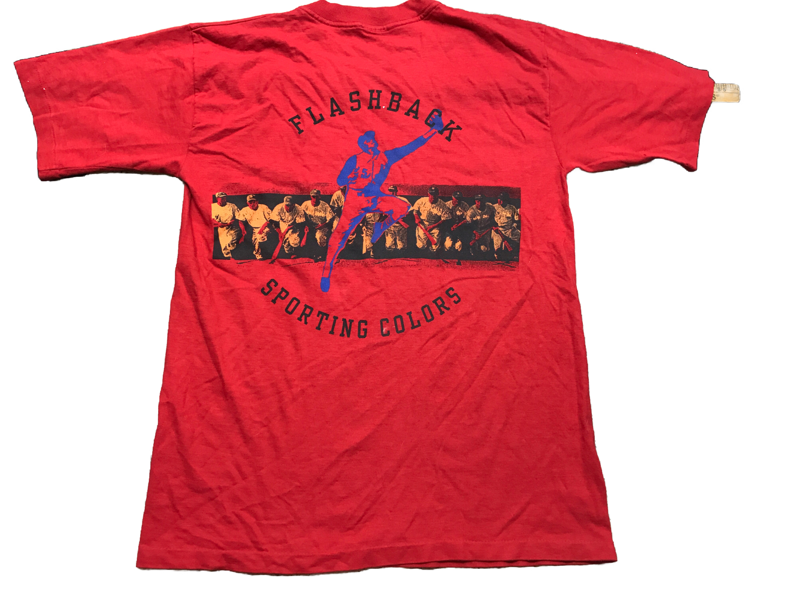 Vintage Reebok Single Stitch Double Sided Flashback Sporting Colors Large Tshirt