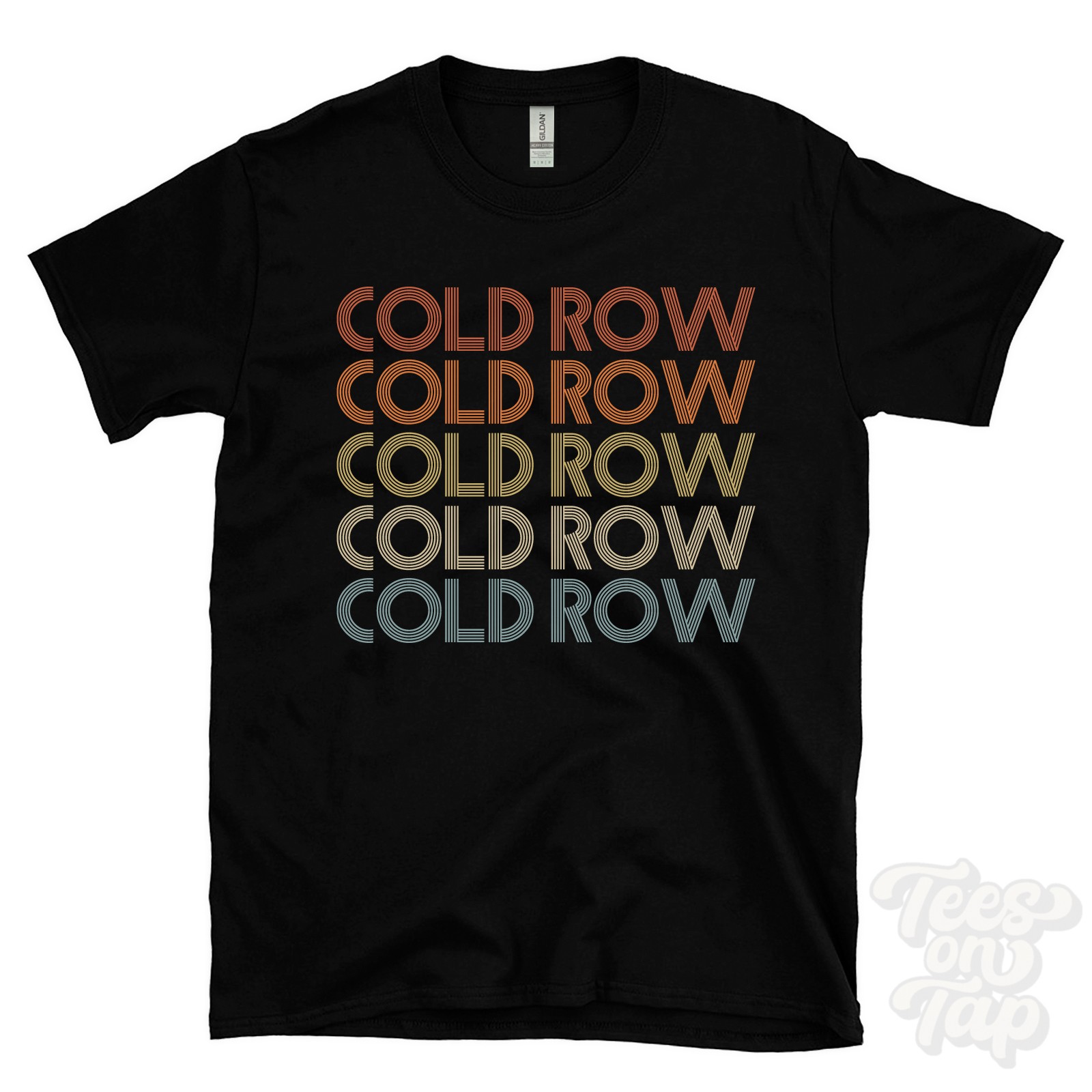 COLD ROW REPEATED RETRO STYLE T-SHIRT mens & womens uk place name gift