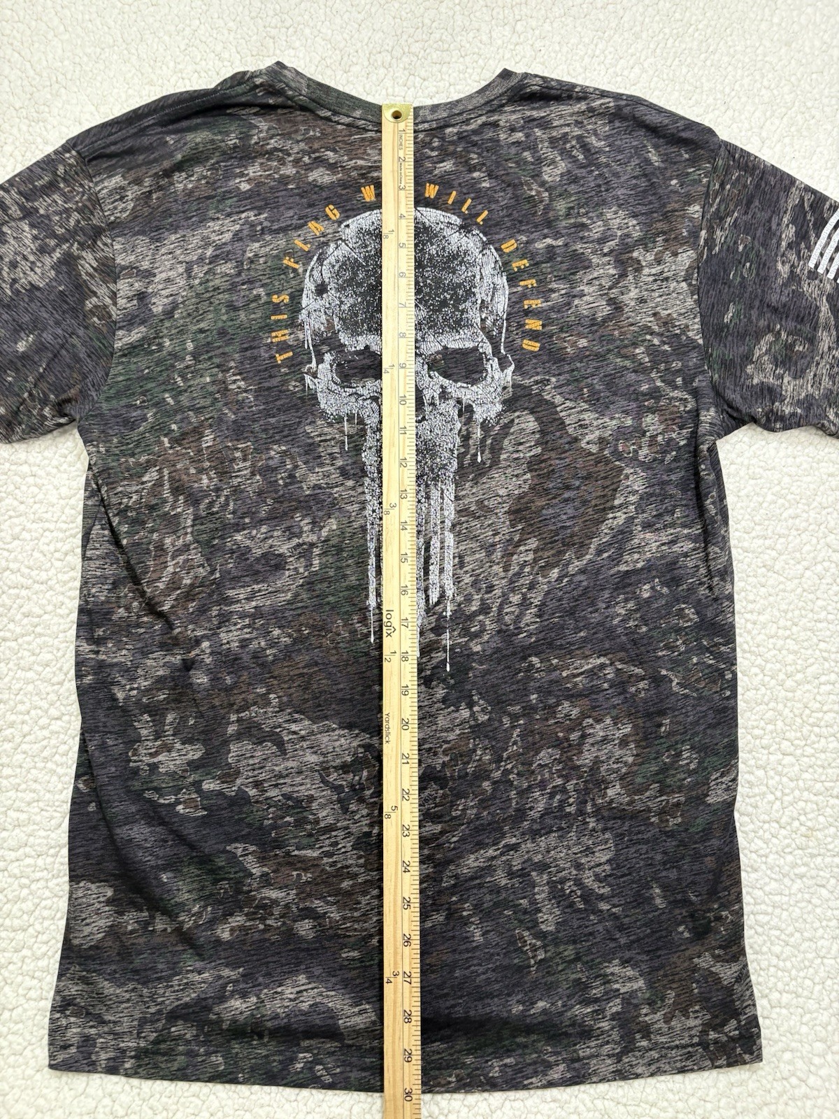 Howitzer Alpha Patriot Camo T-Shirt Mens 2XL Skull American Flag We Will Defend