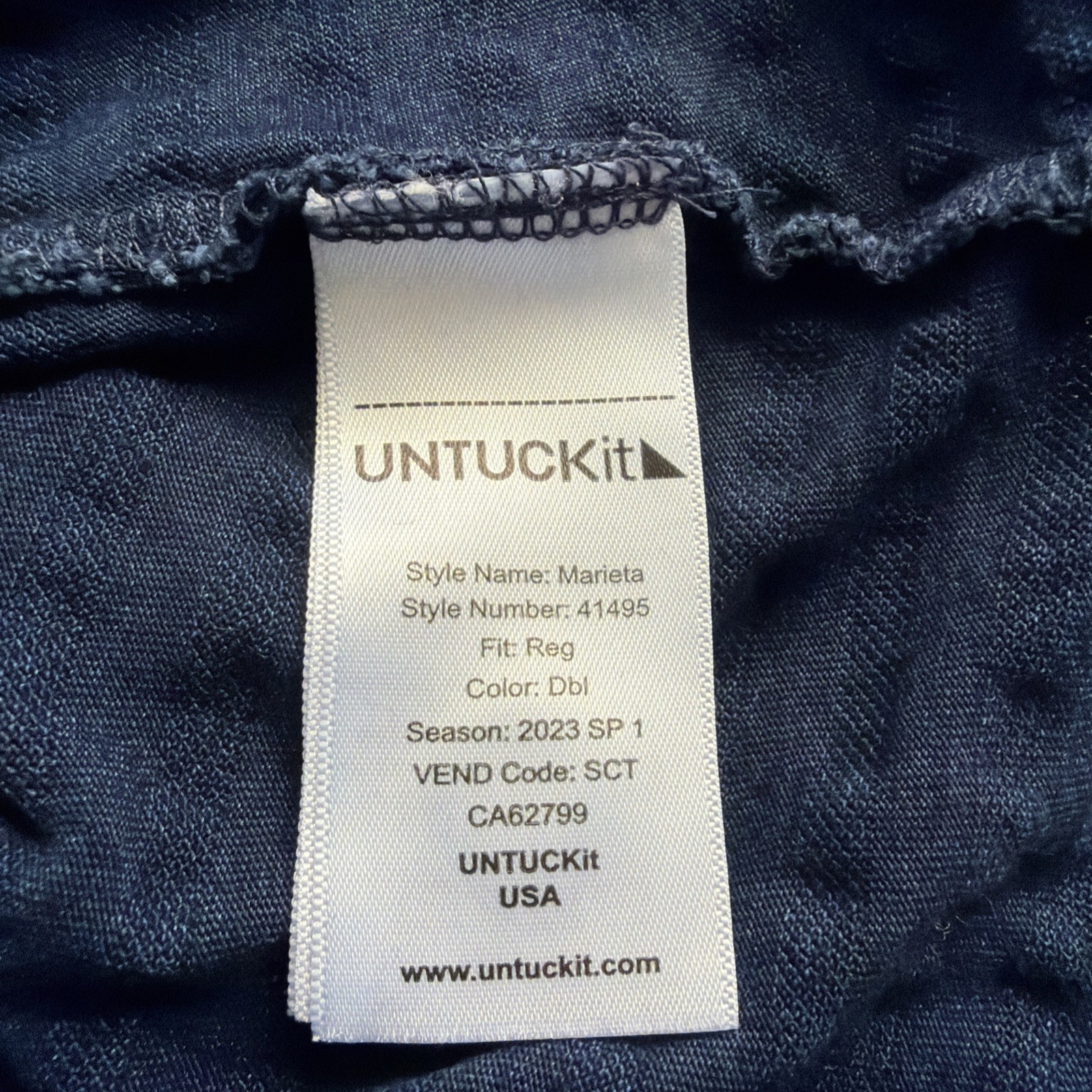 UNTUCKit Henley Shirt Mens Large Indigo Wash Striped Textured Casual 100% Cotton
