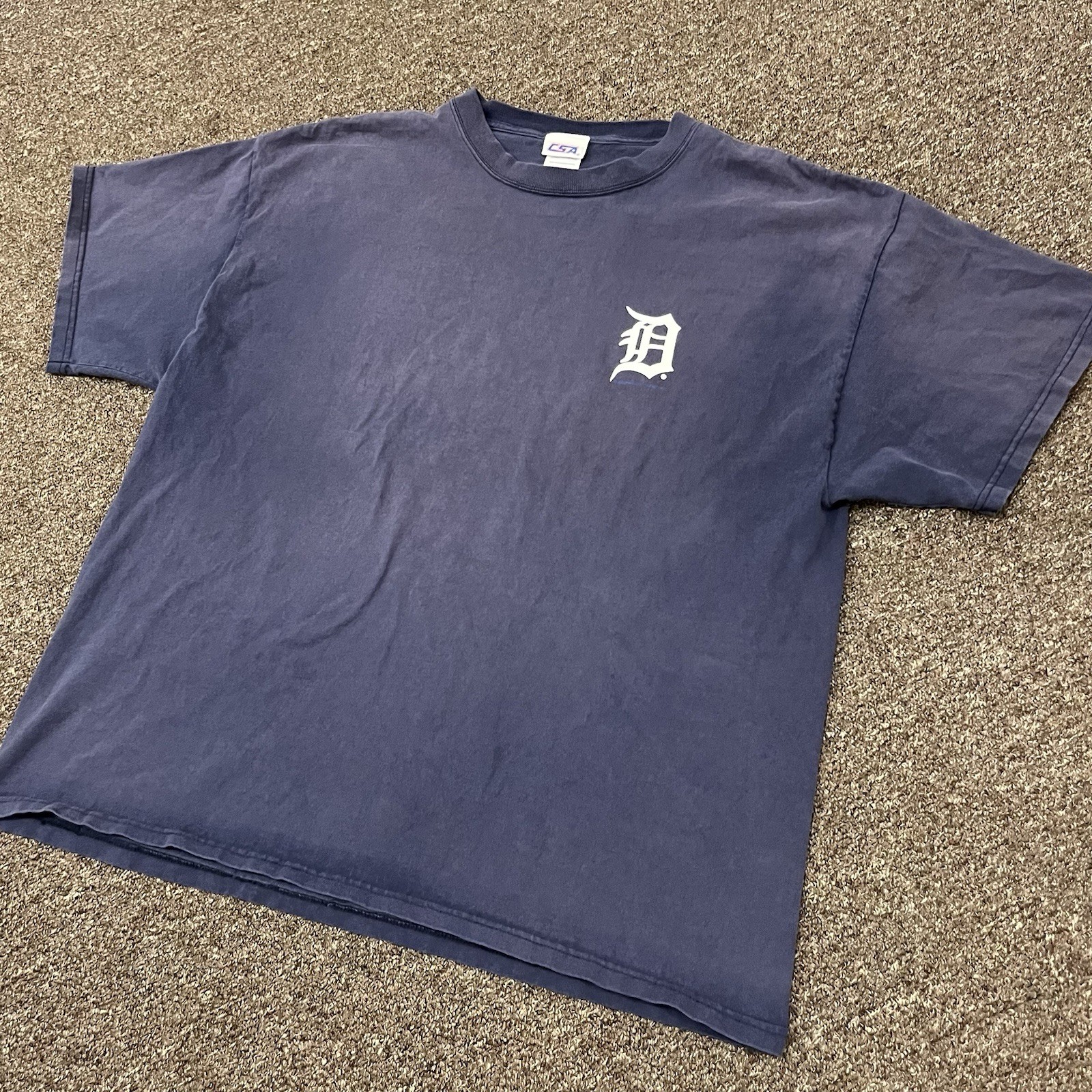 Vintage CSA Detroit Tigers T-Shirt Navy Men’s XL Faded Old English Graphic Logo