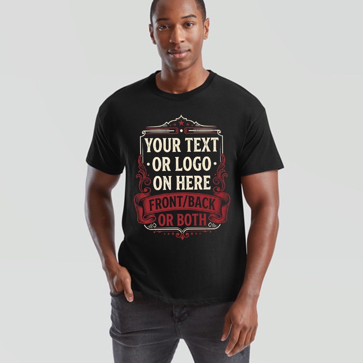 Personalised Unisex T Shirt Custom Printed Logo Text Front And Back Tee