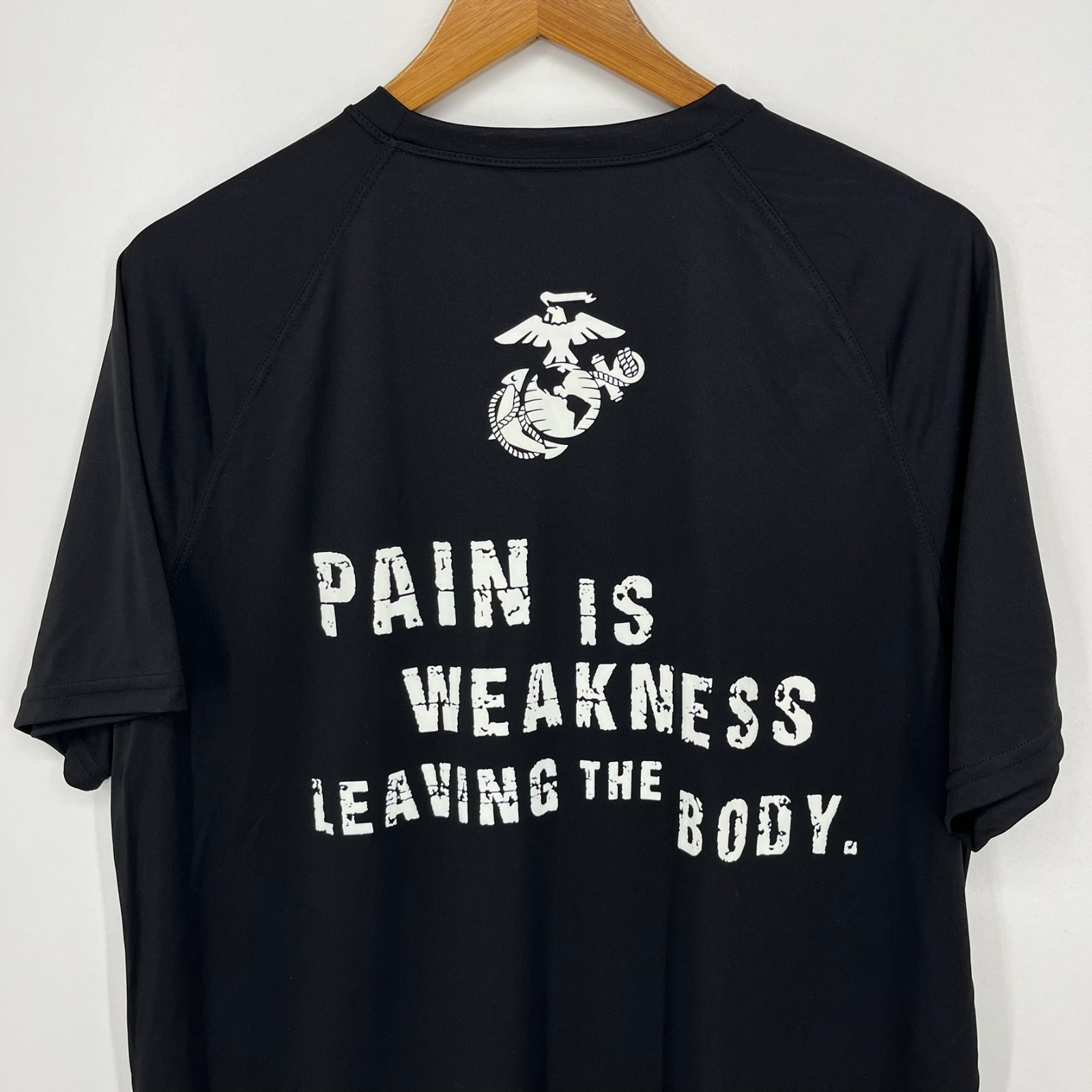 USMC Marines Short Sleeve T-Shirt Men’s Size L Black Moisture Wicking USA NWOT