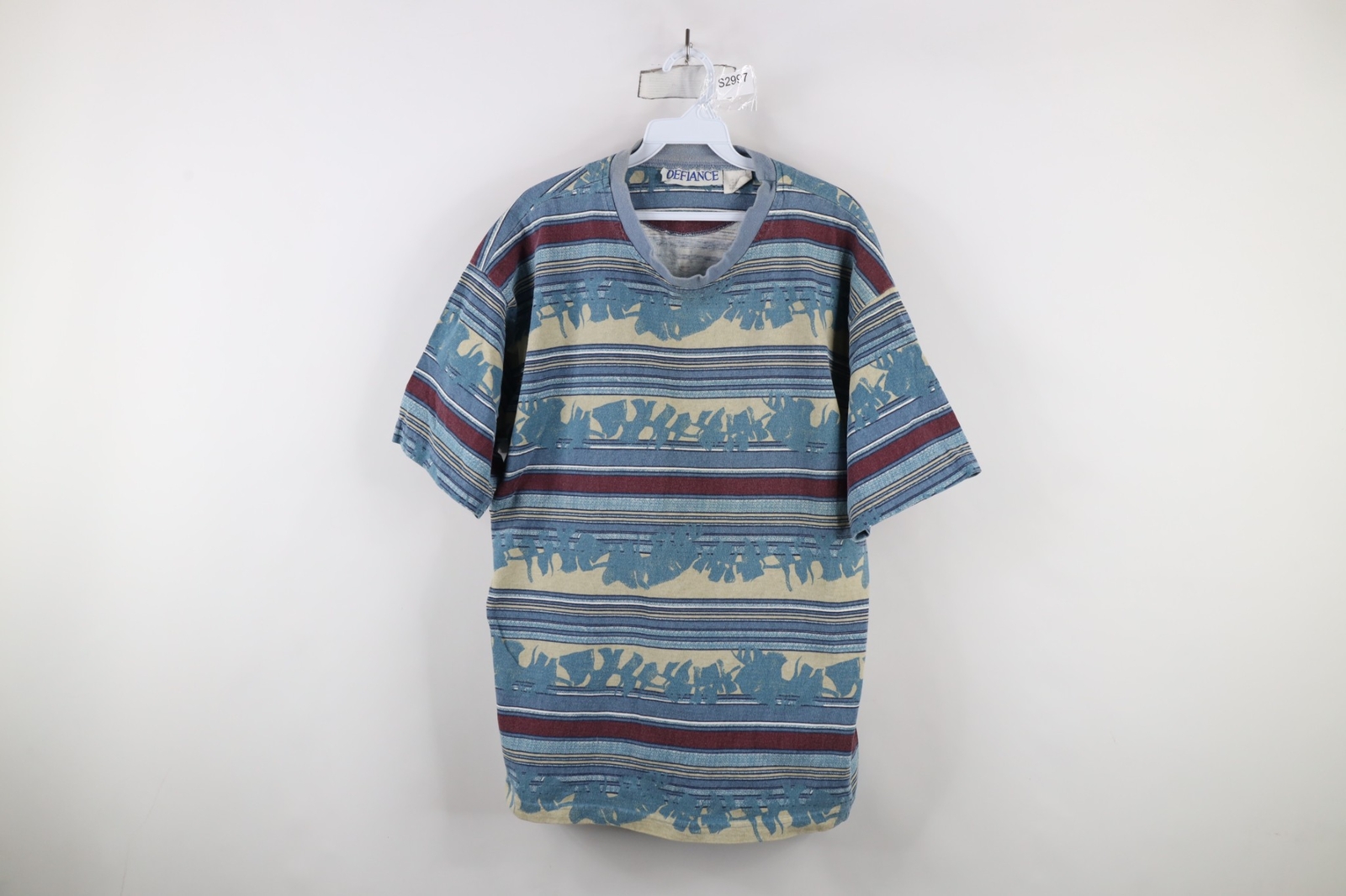 Vtg 90s Streetwear Mens Large Distressed Striped Color Block T-Shirt Cotton USA