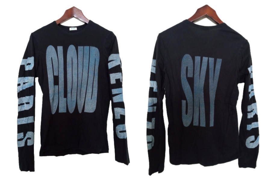 vintage Kenzo Paris “Cloud” Long-Sleeve T-Shirt Mens EU S US XS Black Spellout