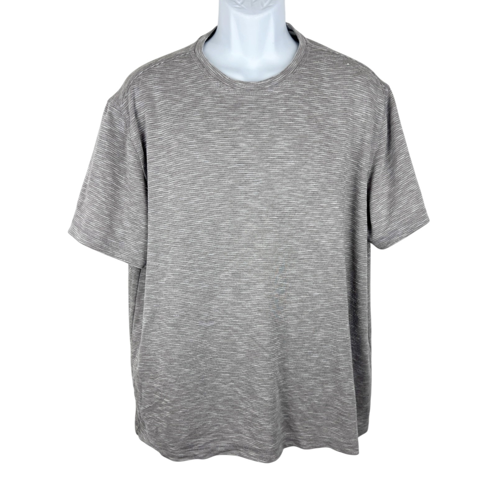 Tasso Elba Island Grey Striped UPF Sun Protect Men Extra Large Rayon Casual Tee