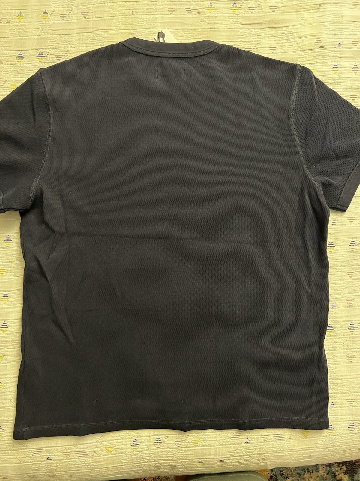 Taylor Stitch Men’s Organic Cotton Short Sleeve Crew in Dark Navy Waffle L 42