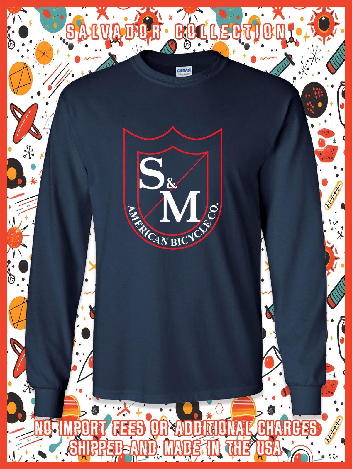 New S&M Bikes American Bicycle Logo Men’s Long Slevee T-Shirt American T-Shirt