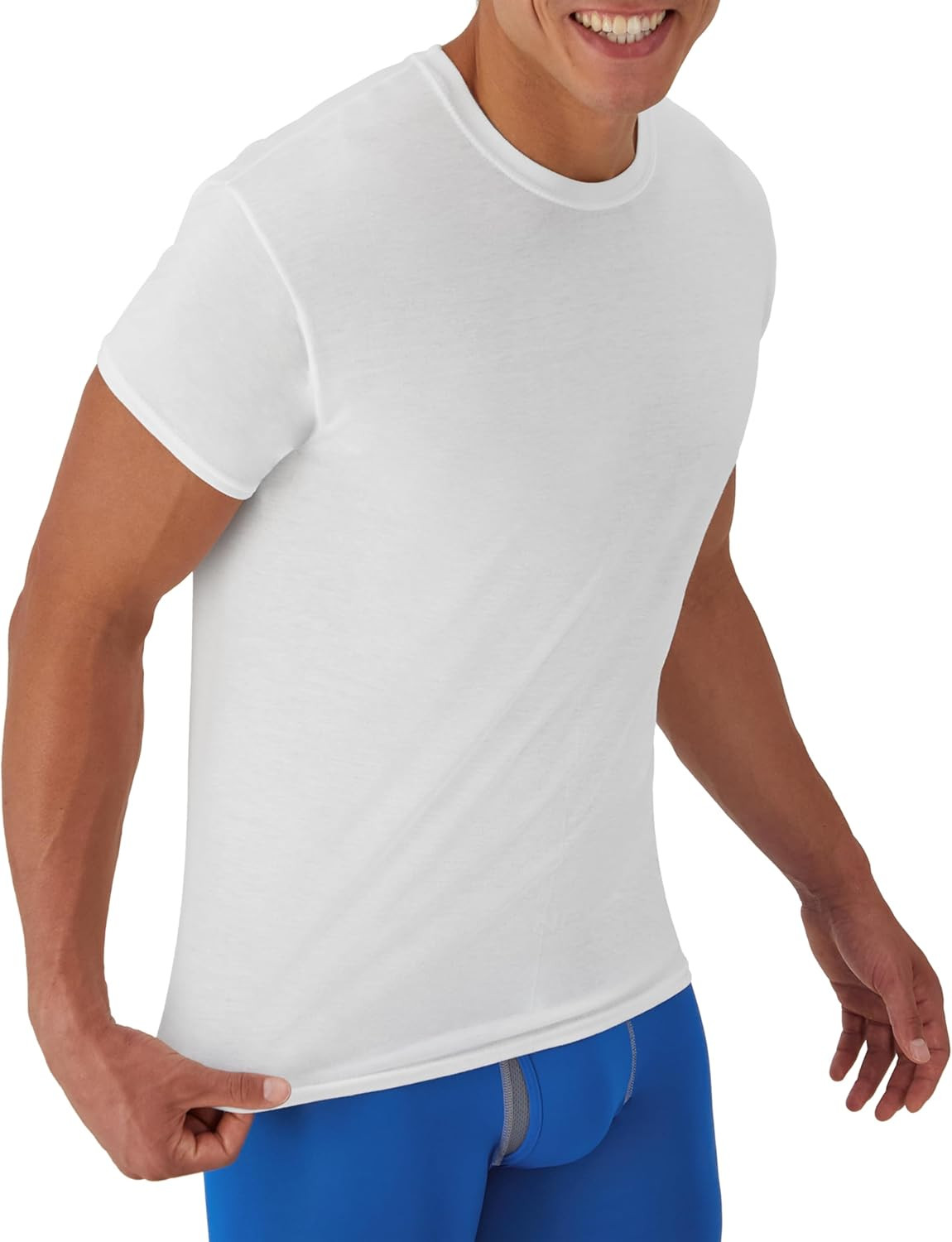 Mens TShirt Pack White Moisture Wicking Crewneck Undershirt 5 Pk