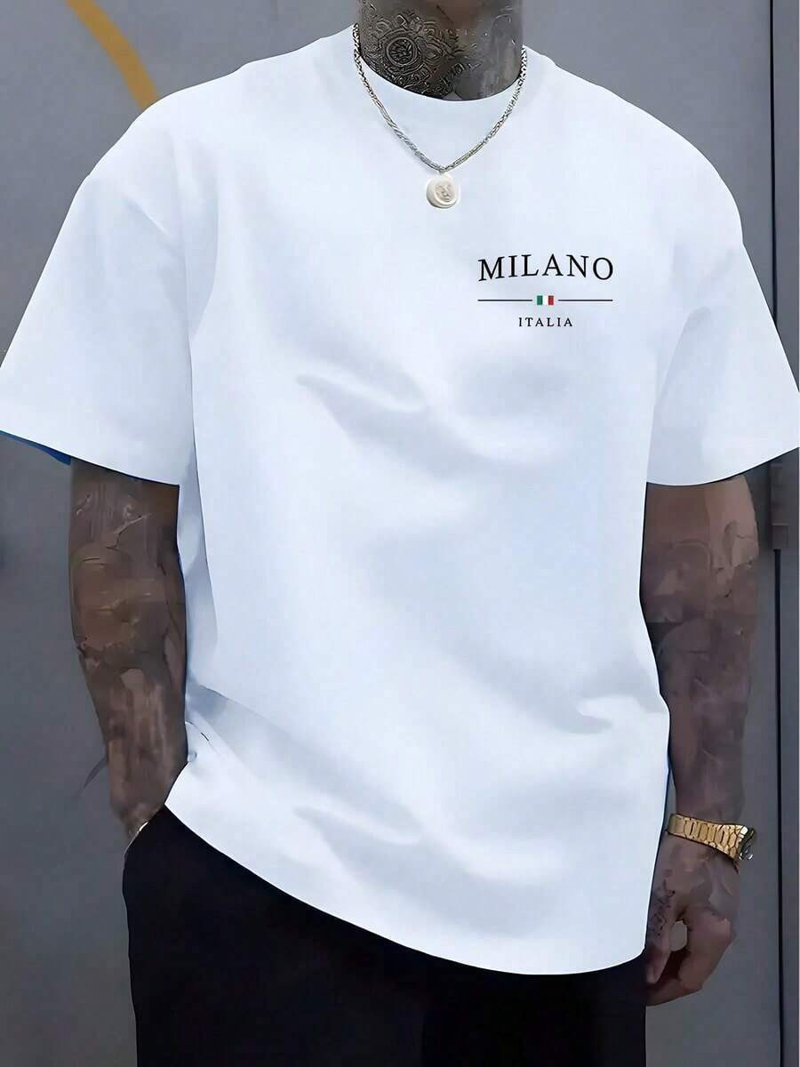 Italian Milan Stripe Men’s Crew Neck Tee Short Sleeve Soft Comfy Plus Size