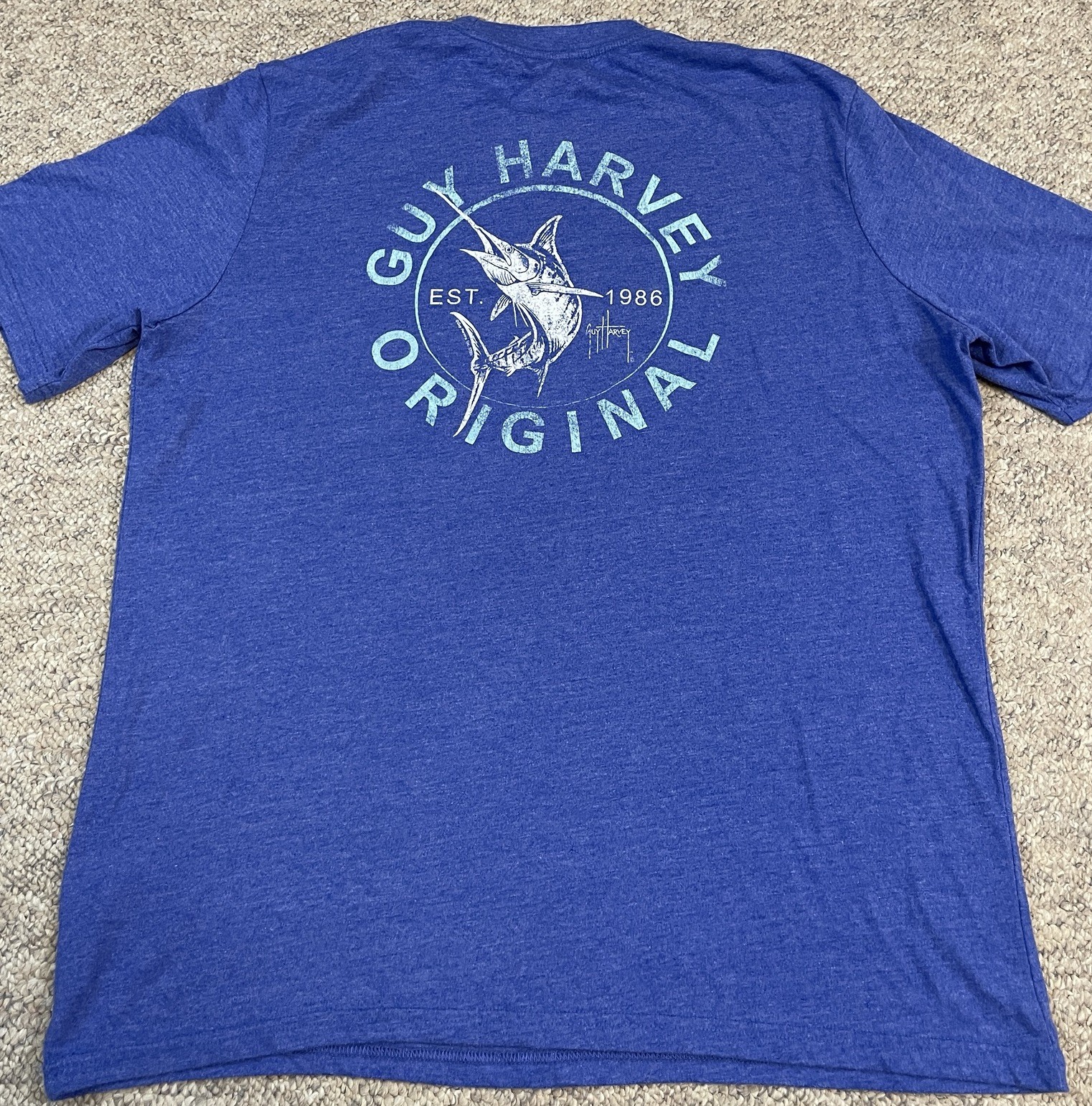 Guy Harvey Original EST. 1986 T Shirt Size XL Blue Fishing Boating Outdoors
